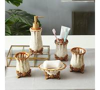 GTHTUHFD Ceramics Five Piece Set Washing Tools Home Soap Dispenser Toothbrush Holder Bathroom Toiletry Set