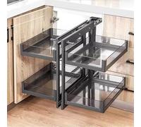 GTHTUHFD Corner Pull-Out Kitchen Cabinet Nizer With Soft-Close 4 Trays Fits 800-900Mm Cabinets Left Or Right Installation Maximizes Storage Space And Accessibility.,A-900mm