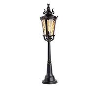 GTHTUHFD Courtyard Light Tradition Outdoor Torch Floor Lamp 90Cm Lawn Waterproof Gate High Pole Retro Aluminum Glass Pillar Lantern Path Park Villa Patiope Decor Light,