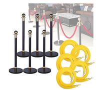 GTHTUHFD Crowd Control Stanchion With W/5 Ft Velvet Rope, Crowd Control Queue Line Barrier W/Rubber Base, Private Lounge Large Market Exhibition Rope Barriers Yellow Rope-6 PCS set w/5 rop