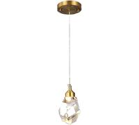 GTHTUHFD Crystal Ceiling Pendant Light Fixture,Gold Brass Finish Glass Ceiling Hanging Led Pendant Light Fixtures Compatible With Kitchen Island Dining Room Living Room Bedro,Copper-Single head