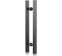 GTHTUHFD Door Pull Handle Barn Door Handle for Sliding Door, Modern Square H Shape Push Pull Door Handle, Commercial Hotel Hall Office Glass Door Handle Er 120Cm/47In,Black Titanium-50cm/20in