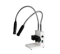 GTHTUHFD Dual Gooseneck Fibre Optic Illuminator, Metal, LED Cold Light Source, White, 6000K, 110V, Adjustable Brightness and Aperture for Stereo Microscope