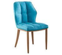 GTHTUHFD Faux Leather Dining Chairs with Metal Legs, Comfortable Upholstered Accent Chairs for Modern Home Decor in Kitchen, Living Room, Bedroom,/Blue