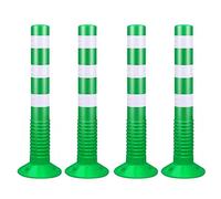 GTHTUHFD Flexible Traffic Delineator Posts Safety Cones, 30In Tall Plastic Commercial Parking Lot Traffic Barrier Cones With Reflective Band, Road Night Visual Bollard Pole,Green-4 Pack