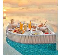 GTHTUHFD Floating Tray Floating Refreshment Table Tray For Swimming Pool, Floating Water Surface Table Drink Disc, Floatin Food Plate For Brunch, Food On The Water,Brown
