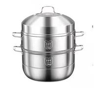GTHTUHFD Food Grade 304 Stainless Steel Steamer Pot, 5-Layer Composite Bottom, 28Cm, 30Cm, 32Cm, Tempered Glass Lid, Multi-Use For Seafood, Dumplings, Chicken Soup, All,32Cm (Size,size_name-32cm