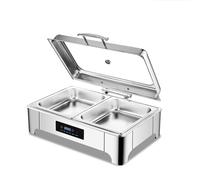 GTHTUHFD Food Warmers Buffet Server With Visual Glass Lid, Stainless Steel Handle, Adjustable Temperature - Chafing Dishes And Food Warmers For Catering And Events,Rectangle- 1/2 Pan