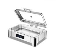 GTHTUHFD Food Warmers Buffet Server With Visual Glass Lid, Stainless Steel Handle, Adjustable Temperature - Chafing Dishes And Food Warmers For Catering And Events,Rectangle-full Pan