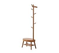 GTHTUHFD Free Standing Hall Tree Solid Wood Floor Coat Rack Deer Clothes Hanger Bedroom Living Room Storage Rack Cartoon Creative Bedside Table Clothes Rack Entryway Coat Stand,Walnut-Medium