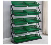 GTHTUHFD Fruit Vegetable Snack Basket Stand, Market Basket Food Storage Organizer,Kitchen Produce Pantry Display Rack For Retail And Home Use,Green-125×35×140cm