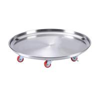 GTHTUHFD Heavy Duty Stainless Steel Plant Caddy With Lockable Wheels, Strong Square Trolley On Red Wheels, 440Lb Capacity Flower Pot Mover For Indoor & Outdoor Use, 18",10