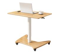 GTHTUHFD Height Adjustable Portable Lectern Podium Stand With 4 Rolling Wheels, Mobile Laptop Pulpit For Church, Office & School, Sit-To-Stand Walnut Color Desk,Wood Color