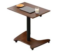 GTHTUHFD Height Adjustable Portable Lectern Podium Stand With 4 Rolling Wheels, Mobile Laptop Pulpit For Church, Office & School, Sit-To-Stand Walnut Color Desk,Walnut Color