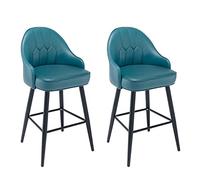 GTHTUHFD Kitchen Counter Height Bar Stools Set Of 2 With Backs, Home Dinning Bar Chairs, Pu Leather Black Chrome Frame Upholstered Seat, For Pubs, Counter, Kitchen Island, Dining Room,Royal Blue-65cm
