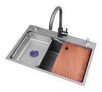 GTHTUHFD Kitchen Sinks Stainless Steel Single Bowl Bar Prep Smart Desk Control With Big Bend Faucet Suitable For Kitchen, Dining Room,Onecolor-75x45x22cm