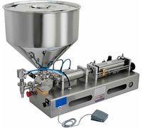 GTHTUHFD Liquid Filling Machine, Paste Bottle Filler Machine With 40L Hopper, 220V Horizontal Pneumatic Filler Machine, Stainless Steel Filler Single Nozzle, For Food, Oil,80-800ML