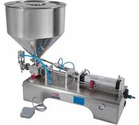 GTHTUHFD Liquid Filling Machine, Paste Bottle Filler Machine With 40L Hopper, 220V Horizontal Pneumatic Filler Machine, Stainless Steel Filler Single Nozzle, For Food, Oil,10-100ML