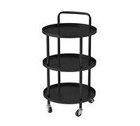 GTHTUHFD Mobile Service Cart 3Tier Storage Shelf Toolfree Assembly 360° Universal Wheels Gold Finish Versatile For Living Room Bedroom Balcony 48X87Cm,Black-48x87cm