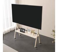 GTHTUHFD Mobile Tv Stand On Wheels, Adjustable Rolling Cart For 60-100" Tvs, Double-Layer Storage, 360° Rotating Base, Floor Tv Trolley For Home & Office Use,White
