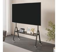 GTHTUHFD Mobile Tv Stand On Wheels, Adjustable Rolling Cart For 60-100" Tvs, Double-Layer Storage, 360° Rotating Base, Floor Tv Trolley For Home & Office Use,Black