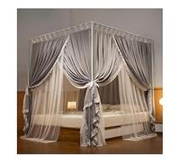 GTHTUHFD Modern Bed Canopy Mosquito Netting - Fabric Drapes For Bedroom Protection, Stylish Shielding Canopy With Metal Support, Year-Round Use, Elegant Green Design,Gray-1-180X200CM