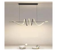 GTHTUHFD Modern Dining Table Pendant Lights Room Chandelier Home Lighting Living Decoration Linear Wavy Lamp,Indoor Lighting,Tricolor light-Black 120CM