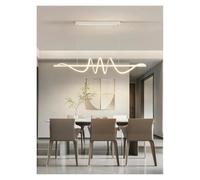 GTHTUHFD Modern Dining Table Pendant Lights Room Chandelier Home Lighting Living Decoration Linear Wavy Lamp,Indoor Lighting,Tricolor light-White 100CM