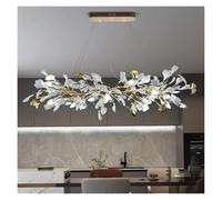 GTHTUHFD Modern Ginkgo Leaf Crystal Chandelier Kitchen Table Dining Living Room Bedroom Pendent Light Gold Branches Hanging Lamp,Pendant Lighting Ceiling,White Light-L120cm