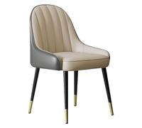 GTHTUHFD Modern High Back Dining Chairs Set Of 2 Soft Pu Leather Padded Seats Metal Legs For Kitchen Living Room Office Bedroom Off White And Light Grey,Dark Grey+khaki-One Size