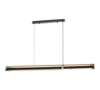GTHTUHFD Modern Industrial Glass Linear Pendant Lighting Dimmable Long Bar Hanging Lamp For Dining Room Kitchen Island Office Black Gray Farmhouse Style Led Stripes Chandelie