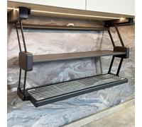 GTHTUHFD Multi-Functional Lifting Storage for Spice Jars Bottles Spice Jars Kitchen 2 Tier Pull Down Dish and Spice Rack System Folding Pull Down Shelf Bracket Black,One Color-69cm/27.1in