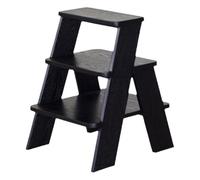 GTHTUHFD Multi-Functional Wooden Step Stool Ladder - Stylish Footstool & Side Table, Creative Design For Living Room, Natural Finish,Black-17.7 * 20.9 * 24.8in
