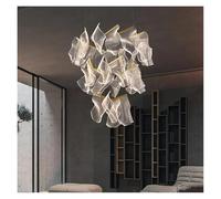 GTHTUHFD Nordic Modern Led Ceiling Chandelier For Loft/Living Room/Villa Lighting Decoration Home Pendant Gold Acrylic Lamp,Light Yellow