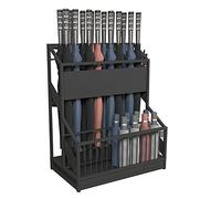 GTHTUHFD Office Umbrella Stand Organizer Metal Umbrella Stand With Pull-Out Drain Tray Rack Simple Modern Large Capacity 2 Layers Holder For The Front Door,Black-48 * 27 * 58cm