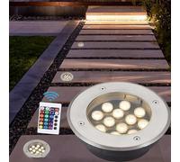 GTHTUHFD Outdoor Buried Lights - Ground LED Landscape Lamp, Round Recessed LED Underground Light, IP67 Waterproof LED Ground Decorate Spot Lights, For Bridge Garden Land,Rgb-3W