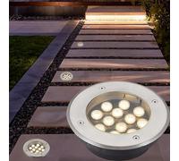 GTHTUHFD Outdoor Buried Lights - Ground LED Landscape Lamp, Round Recessed LED Underground Light, IP67 Waterproof LED Ground Decorate Spot Lights, For Bridge Garden Land,Yellow-12W
