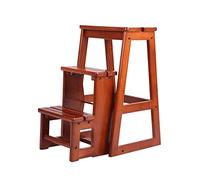 GTHTUHFD Portable 3 Step Folding Ladder Stool Multi Functional Wooden Step Stool For Kitchen Bathroom Office & Flower Shelf High 64Cm Compact Ladder Chair