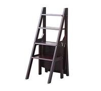 GTHTUHFD Portable Folding Wooden Stool Ladder Chair For Kitchen Bathroom And Garden Multifunctional Step Stool With Storage Shelf And Shoe Bench,Black