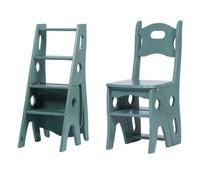 GTHTUHFD Portable Solid Wood Folding Chair - Multi-Functional 3/4 Step Stool & Display Stand For Indoor/Outdoor Use - Available In 5 Colors,Sage Green