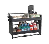 GTHTUHFD Pull Down Cabinet Organizer, 2 Tier Drop Down Shelf,Adjustable Wall Cabinet Spice Rack, Lifting Basket for Cupboard Bar Cafe Storage Cabinet,610x245x530mm