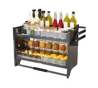 GTHTUHFD Pull Down Cabinet Organizer,Pull Down Shelf Spice Rack Lifting Basket,2-Tier Wall Cabinet Spice Storage Organizer, for Cupboard Bar Cafe Storage,610x280x540mm