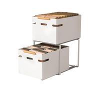 GTHTUHFD Pull Out Cabinet Storage Basket,Wardrobe Storage Organizer Box,Stackable Detachable,No Punching Required,for Kitchen Office Wardrobes Cupboard Storage,Black-43x32x25.5cm