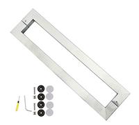 GTHTUHFD Rectangle Door Handles Hardware Set - 38X25Mm Pole,Heavy Duty Stainless Steel Pole for Dining Hall/Shopping Mall/Office/Home,Sliding Barn Door Pull Push Handle,Silver-143.8cm/56 5/8