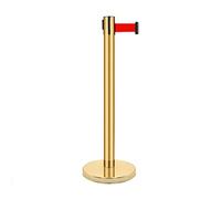 GTHTUHFD Retractable Belt Barrier,35''Tall Stanchions Crowd Control Stanchion Post Steel Queue Pole Heavy Duty Crowd Control Stanchion Post Self-Straightening No-Tools A,Gold-5M