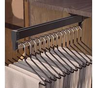 GTHTUHFD Retractable Closet Rod, Aluminum Alloy Valet Hanr, Extendable Clothes Rack With Sliding Rail, Space-Saving Wardrobe Nizer, Garment Rack With Ball Bearings,Black-30