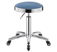 GTHTUHFD Rolling Bar Chairs Swivel Round Fabric Seat Stools With Wheels For Office Work Study, Spa Salon, Lifting Adjustable 43-57 Cm R:White,Blue