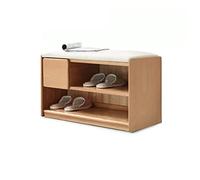 GTHTUHFD Shoe Bench Shoe Changing Stool Nordic Oak Can Sit Shoe Cabinet Home Double Shelf Footstool Modern Minimalist Soft Bag Wearing Shoe Stool Hallway Storage Bench,A-Small
