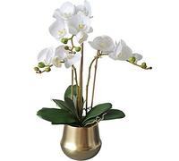 GTHTUHFD Simulation Flower Artificial Orchid Bonsai With Golden Vase Faux Phalaenopsis Orchids Floral Arrangements For Table Living Room Home Decor