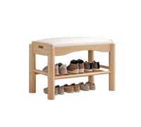 GTHTUHFD Solid Wood Household Shoe Cabinet Stool, Simple Modern Storage Shoe Bench Multifunctional Storage Shoe Changing Stool For Entryway, Bedroom, Living Room, 80Cm,Origin